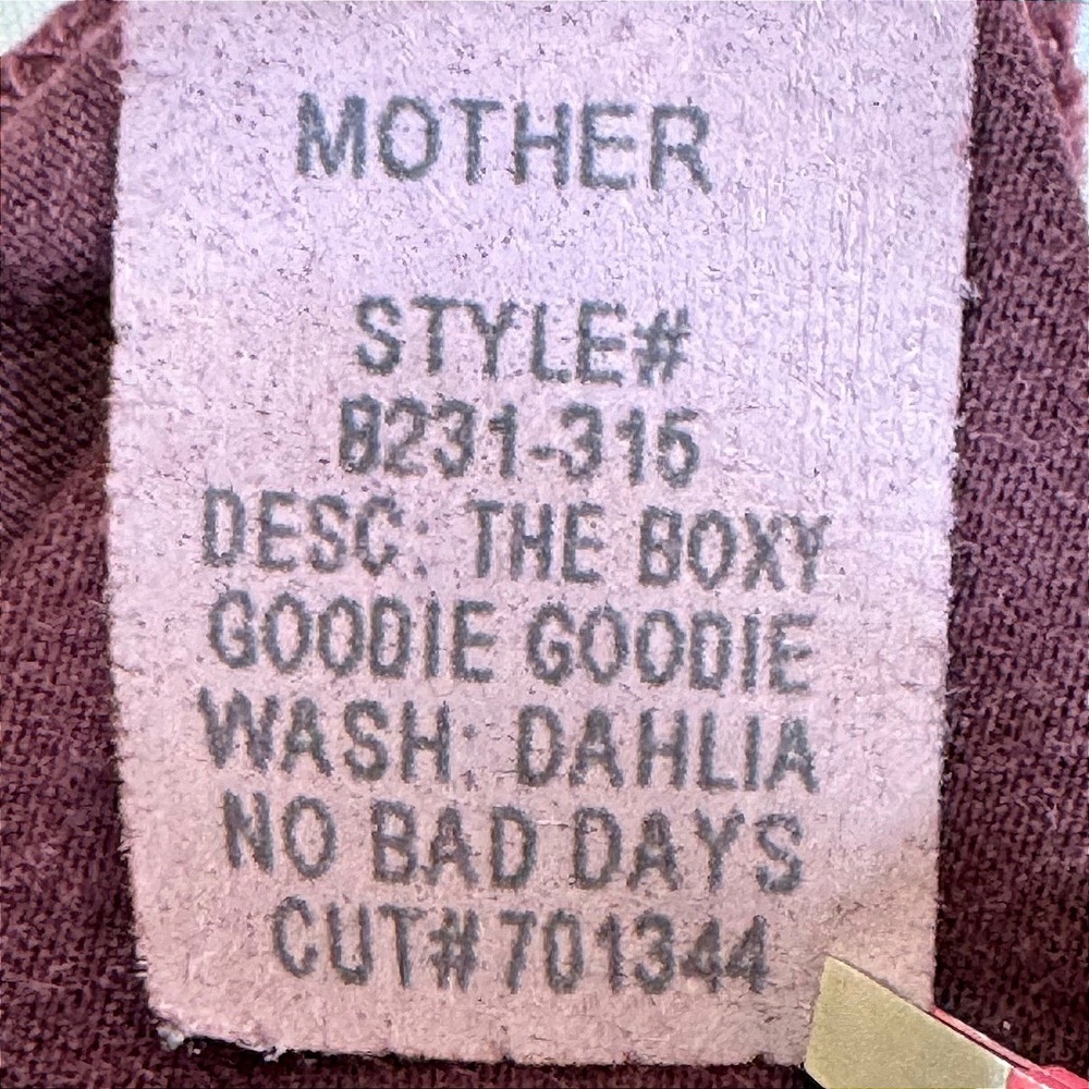 MOTHER The Boxy Goodie Goodie No Bad Days Tee Dahlia Burgundy Womens M - Picture 6 of 10
